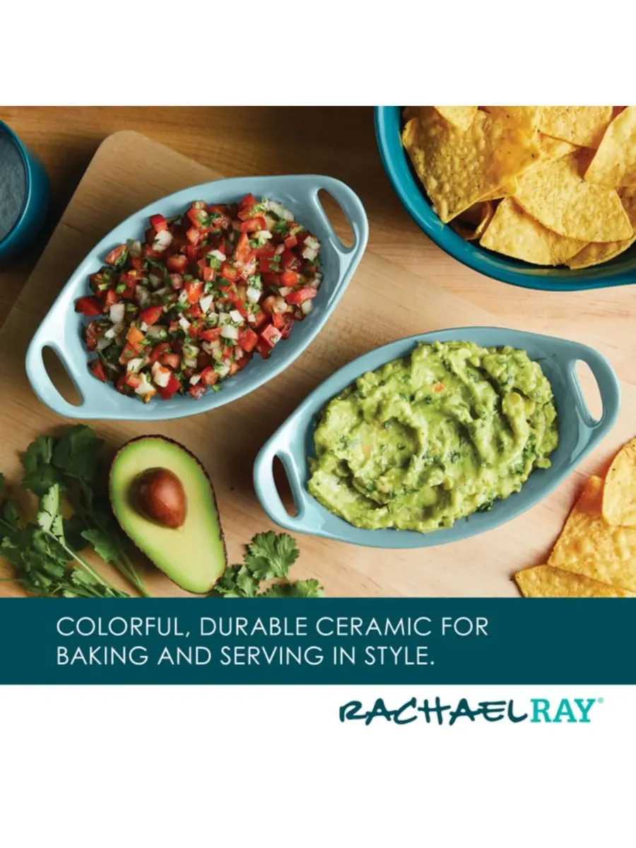 Керамический набор для запекания в форме овальной формы, 2 предмета Rachael Ray — изображение 5 из 8, синий