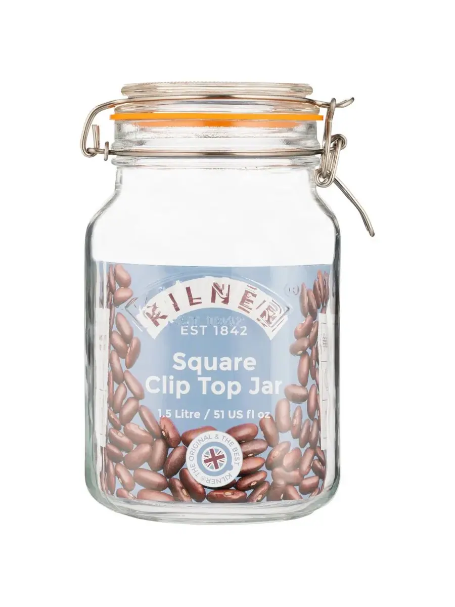 Набор из 3 квадратных банок с защелкивающимися крышками Kilner — изображение 3 из 8, прозрачный