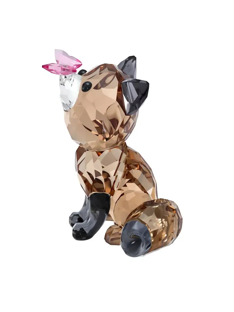 Фигурка из кристаллов с лисой и бабочкой Idyllia Fox and Butterfly Swarovski — изображение 2 из 4, коричневый розовый