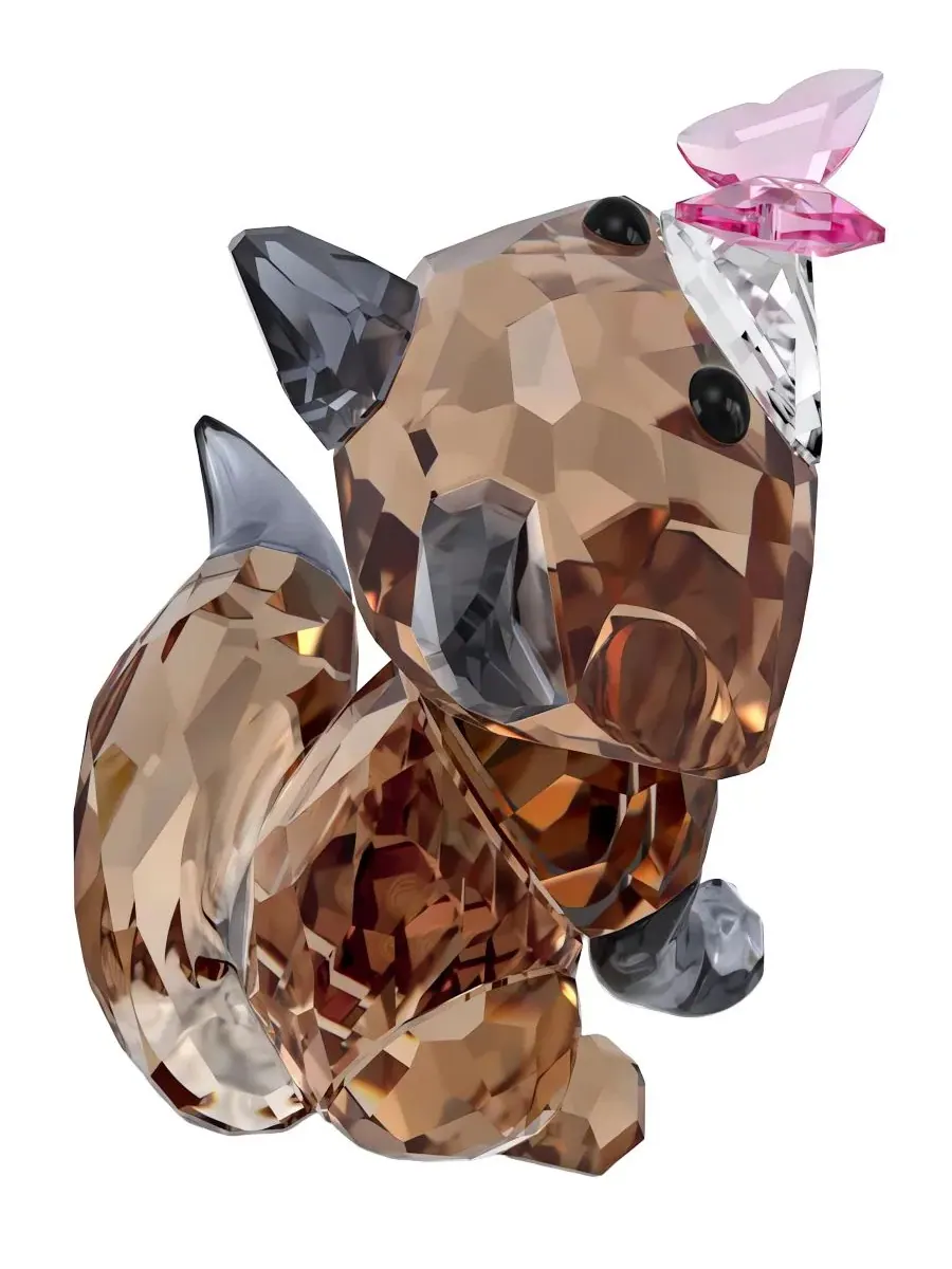 Фигурка из кристаллов с лисой и бабочкой Idyllia Fox and Butterfly Swarovski — изображение 3 из 4, коричневый розовый