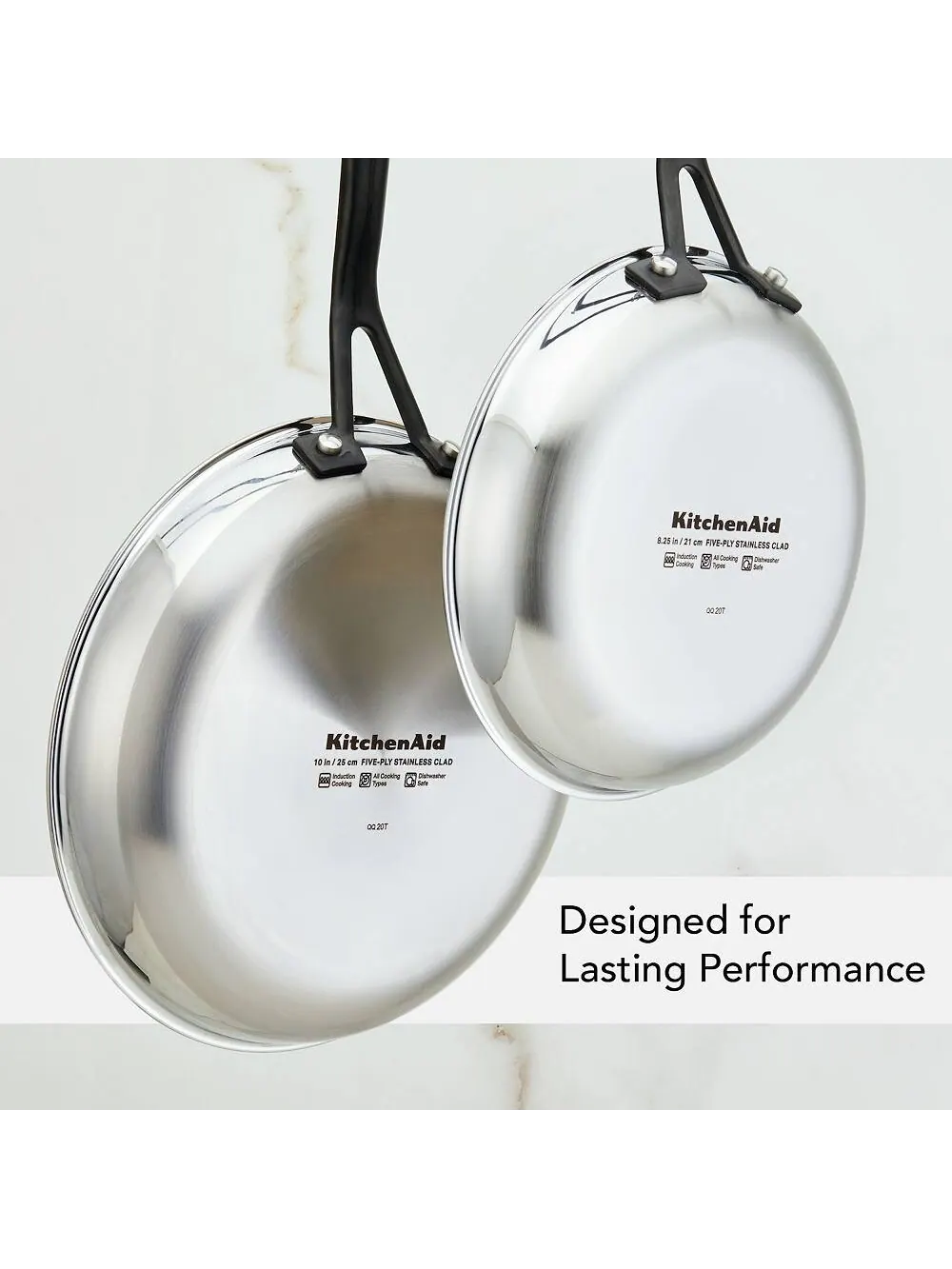 Набор сковород KitchenAid 5-Ply Clad Stainless Steel Induction, 2 предмета, 20/25 см, Полированная — изображение 5 из 9