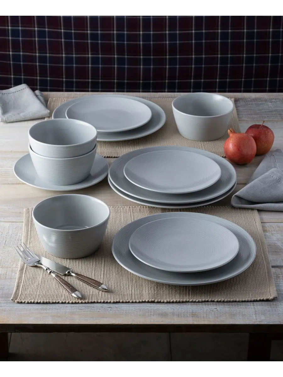 Набор из 4 мисок для хлопьев Swirl Noritake — изображение 4 из 8, серый