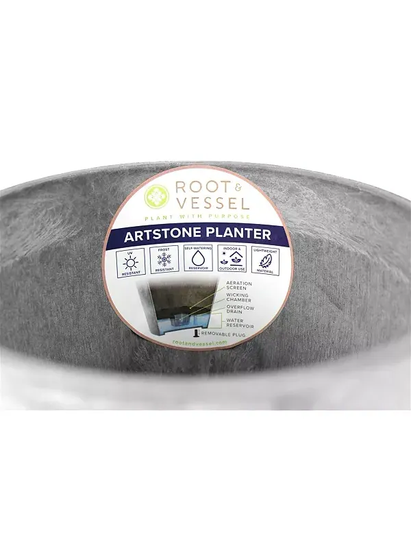 Круглое кашпо Artstone dolce, 7 x 9 дюймов, серое Novelty — изображение 2 из 3, серый