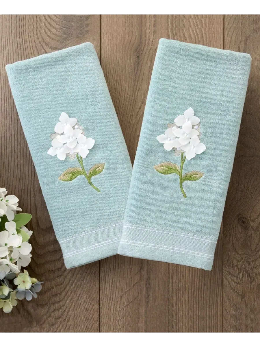 Набор из 2 полотенец для рук Farm Hydrangea, 40x64 см SKL Home — изображение 2 из 4, морская пена