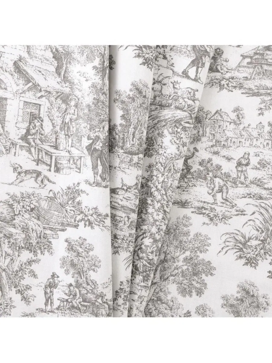 Водонепроницаемая шторка для ванной 178x183 см с принтом, Victoria Park Toile Ellis Curtain — изображение 2 из 3, серый