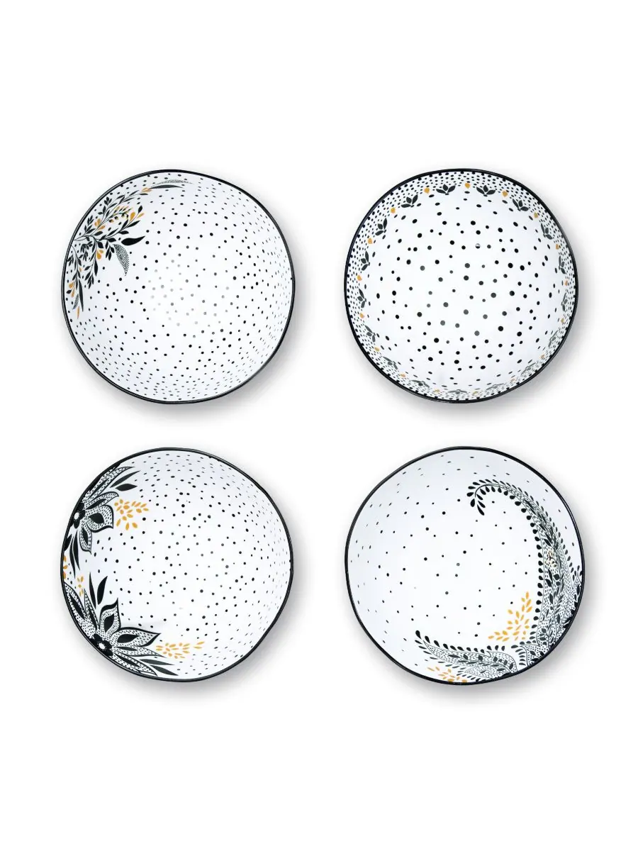 Набор из 4 рисовых мисок Sara Miller Artisanne Noir Portmeirion — изображение 3 из 9, белый