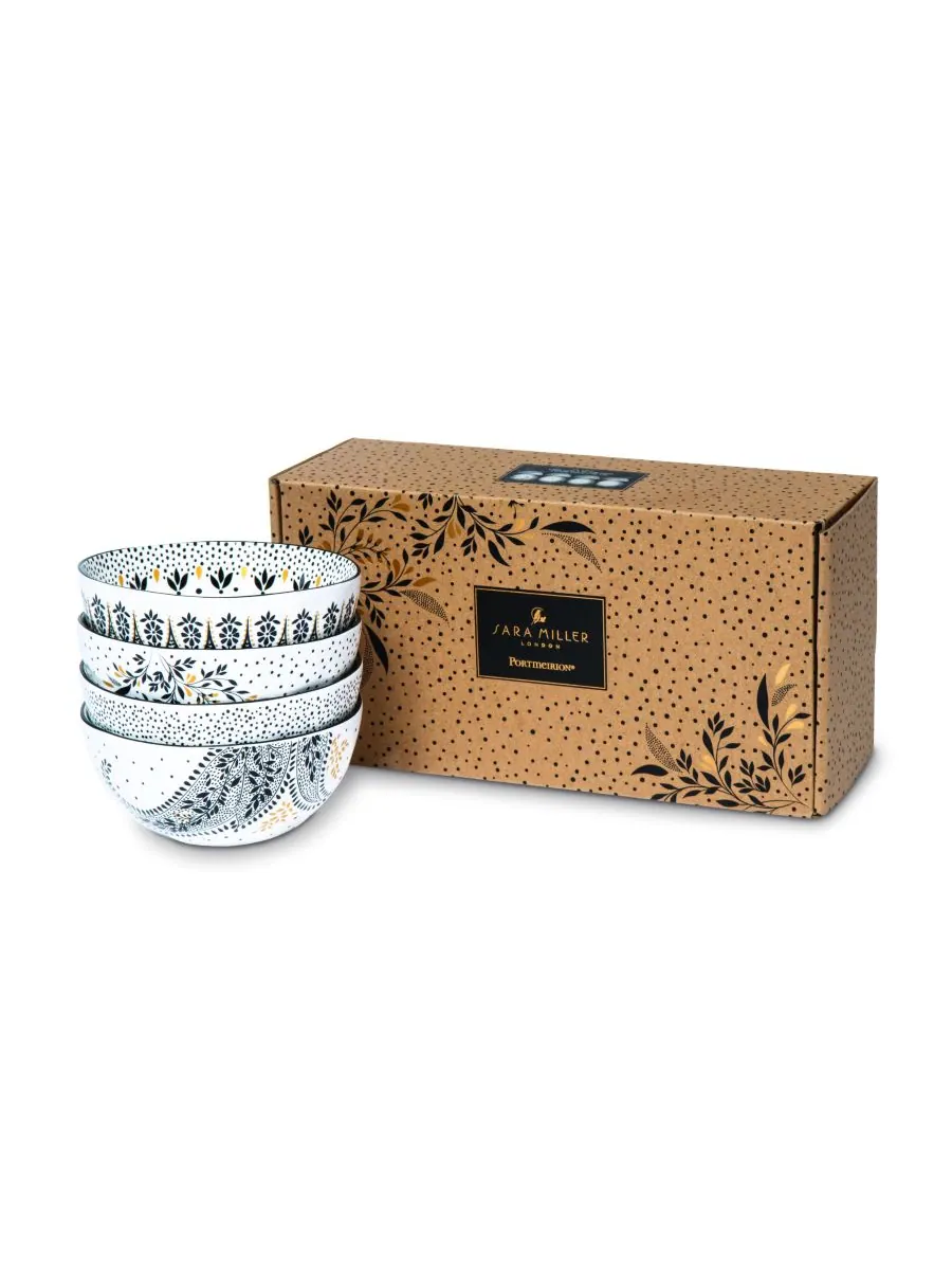 Набор из 4 рисовых мисок Sara Miller Artisanne Noir Portmeirion — изображение 8 из 9, белый