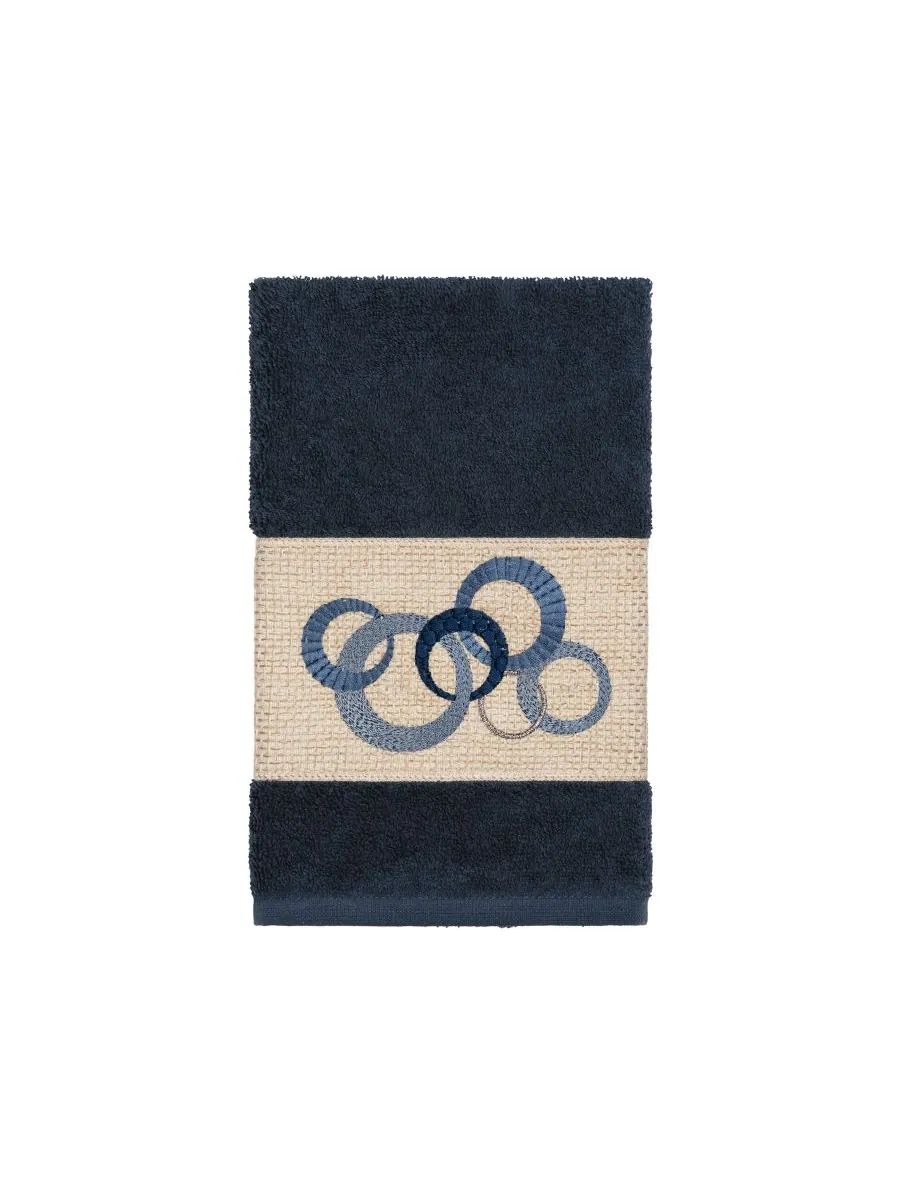 Турецкое хлопковое полотенце для рук Аннабель, украшенное вышивкой Linum Home, Navy, Hand Towels — изображение 1 из 4