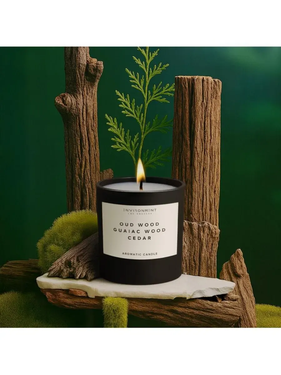 Ароматическая свеча вдохновлена Tom Ford Oud Wood, 8 унций ENVIRONMENT — изображение 2 из 3, нет цвета