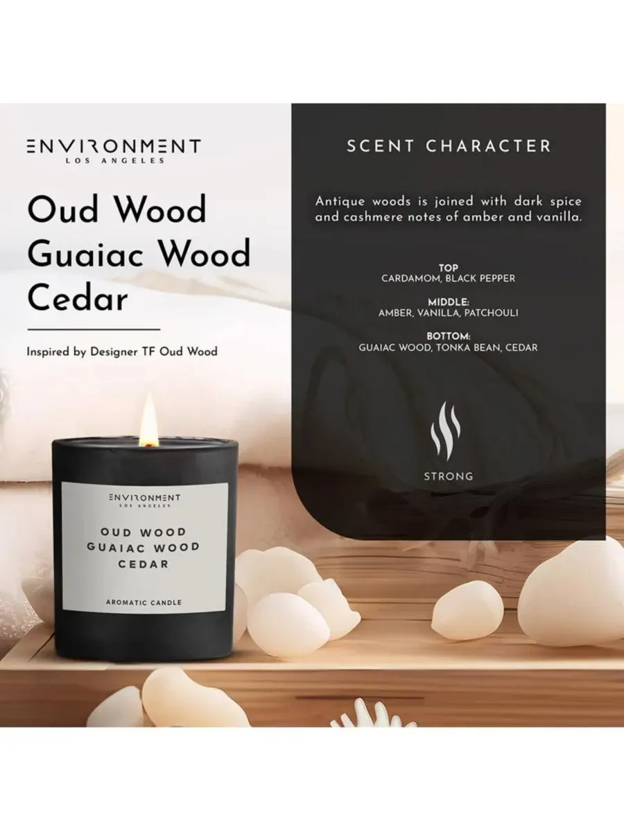 Ароматическая свеча вдохновлена Tom Ford Oud Wood, 8 унций ENVIRONMENT — изображение 3 из 3, нет цвета