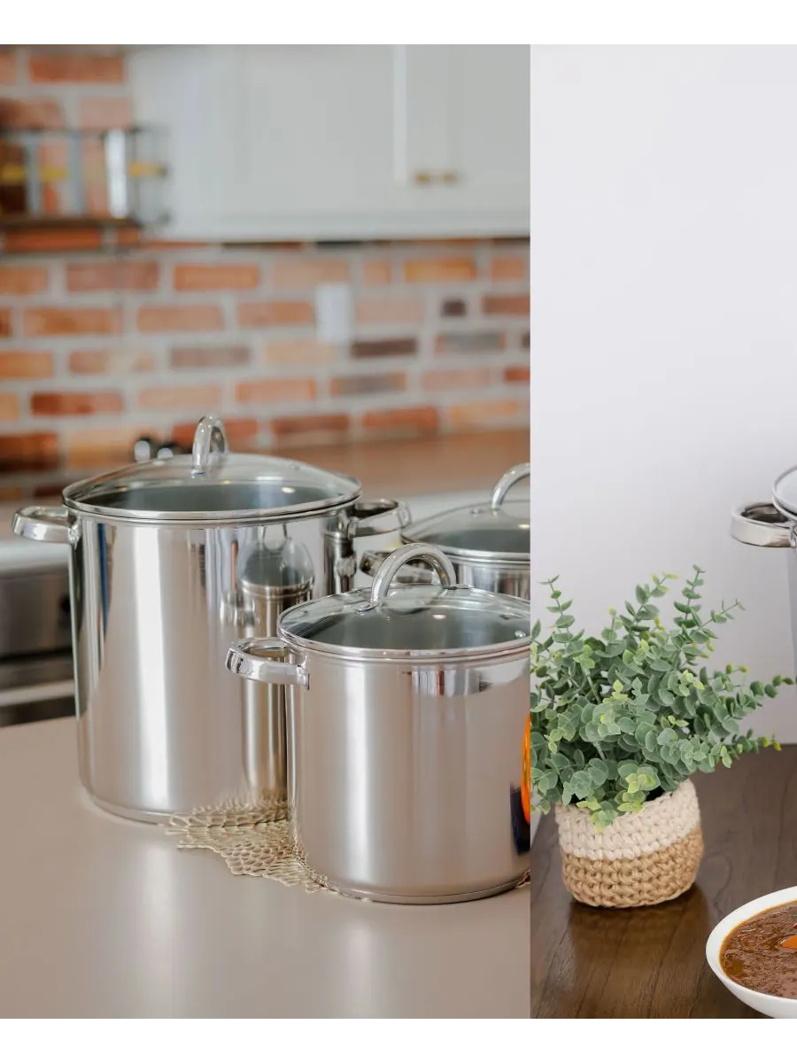 Sedona Kitchen Кастрюля из нержавеющей стали объемом 27 кварт со стеклянной крышкой — изображение 3 из 3, серебристый