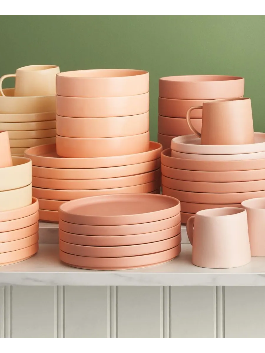 Набор из 6 фарфоровых мисок для пасты Stella Stone Lain — изображение 2 из 3, персиковый