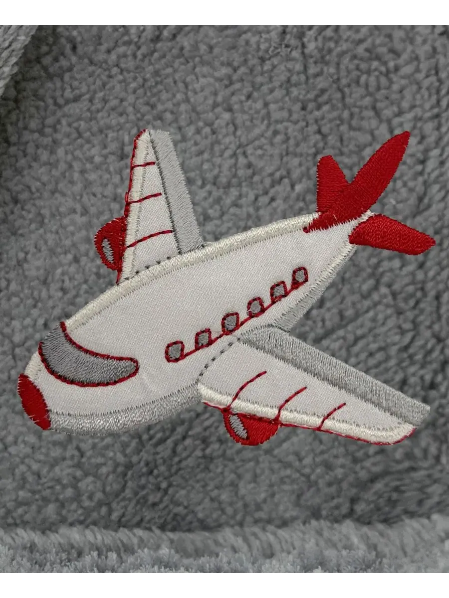 Махровый халат с капюшоном и вышивкой самолет Jet Plane Linum Home — изображение 4 из 5, серый