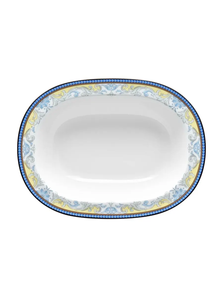 Овальная овощная миска Menorca Palace, 10,50 дюймов, 24 унции Noritake — изображение 2 из 4, синий/желтый