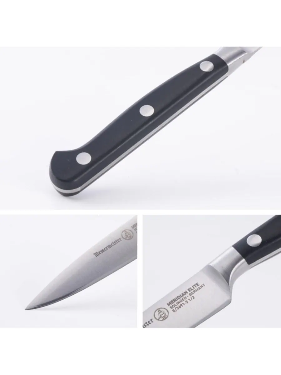 Нож для чистки овощей Meridian Elite Spear Point, 3,5 дюйма Messermeister — изображение 2 из 5, серебристый черный