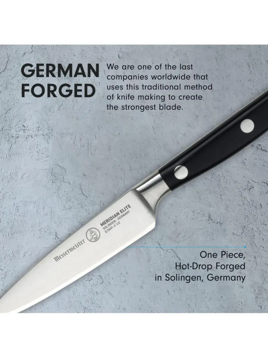 Нож для чистки овощей Meridian Elite Spear Point, 3,5 дюйма Messermeister — изображение 3 из 5, серебристый черный