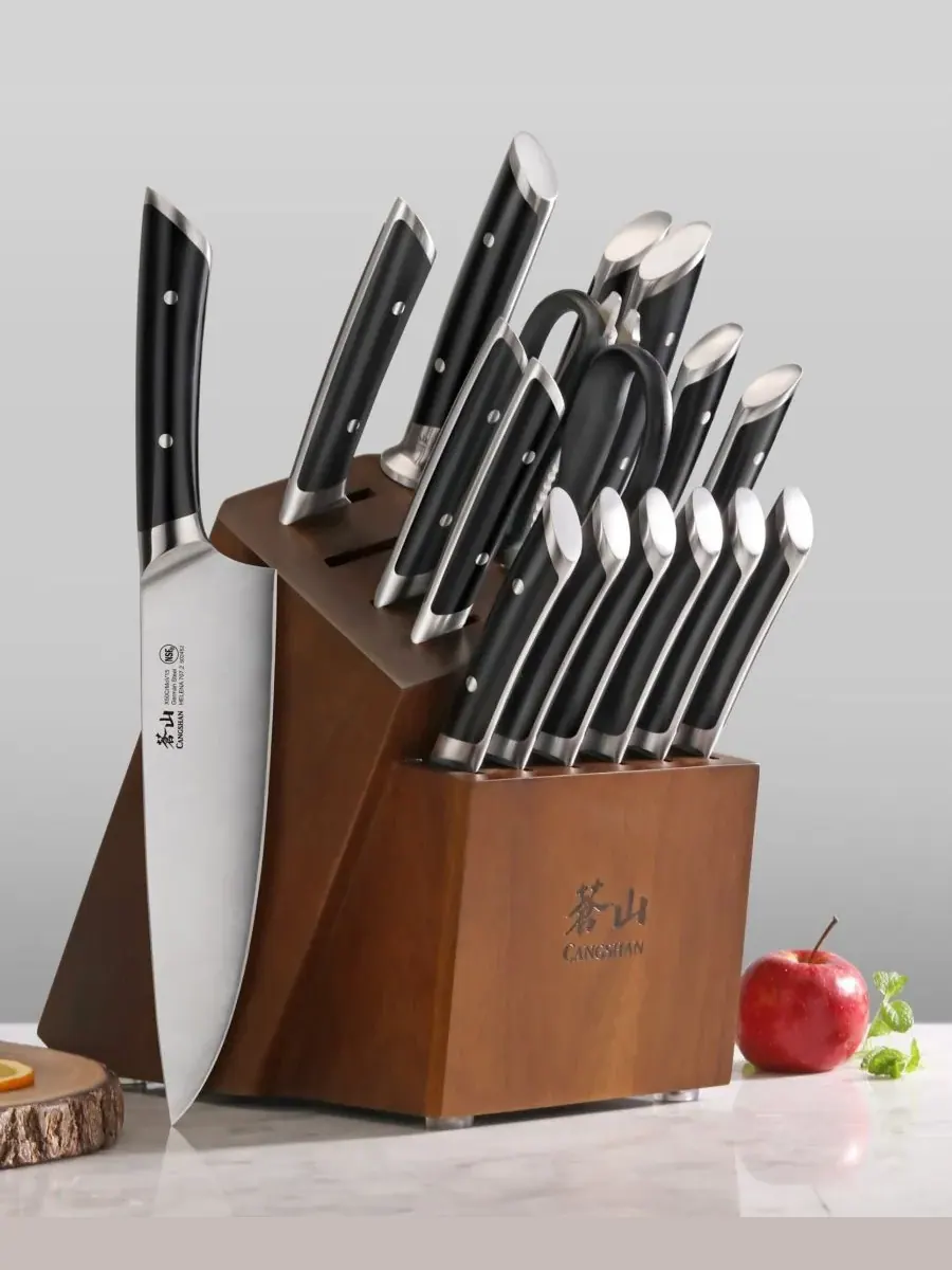 Набор ножей Helena Series Steel, 17 предметов, с подставкой Cangshan — изображение 2 из 3, черный
