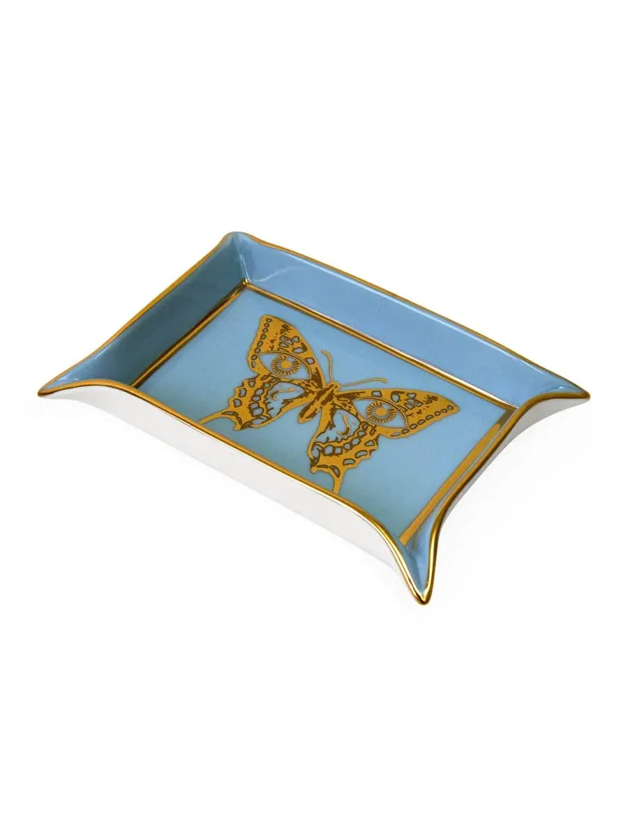 Лоток-поднос из фарфора с бабочками, 18 см Jonathan Adler — изображение 7 из 8, синий