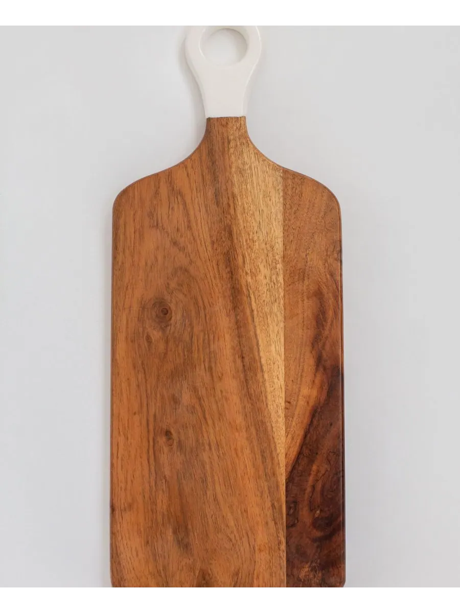 Доска для закусок из акации Wood Plus White Collection, прямоугольная Jeanne Fitz — изображение 4 из 4, коричневый белый