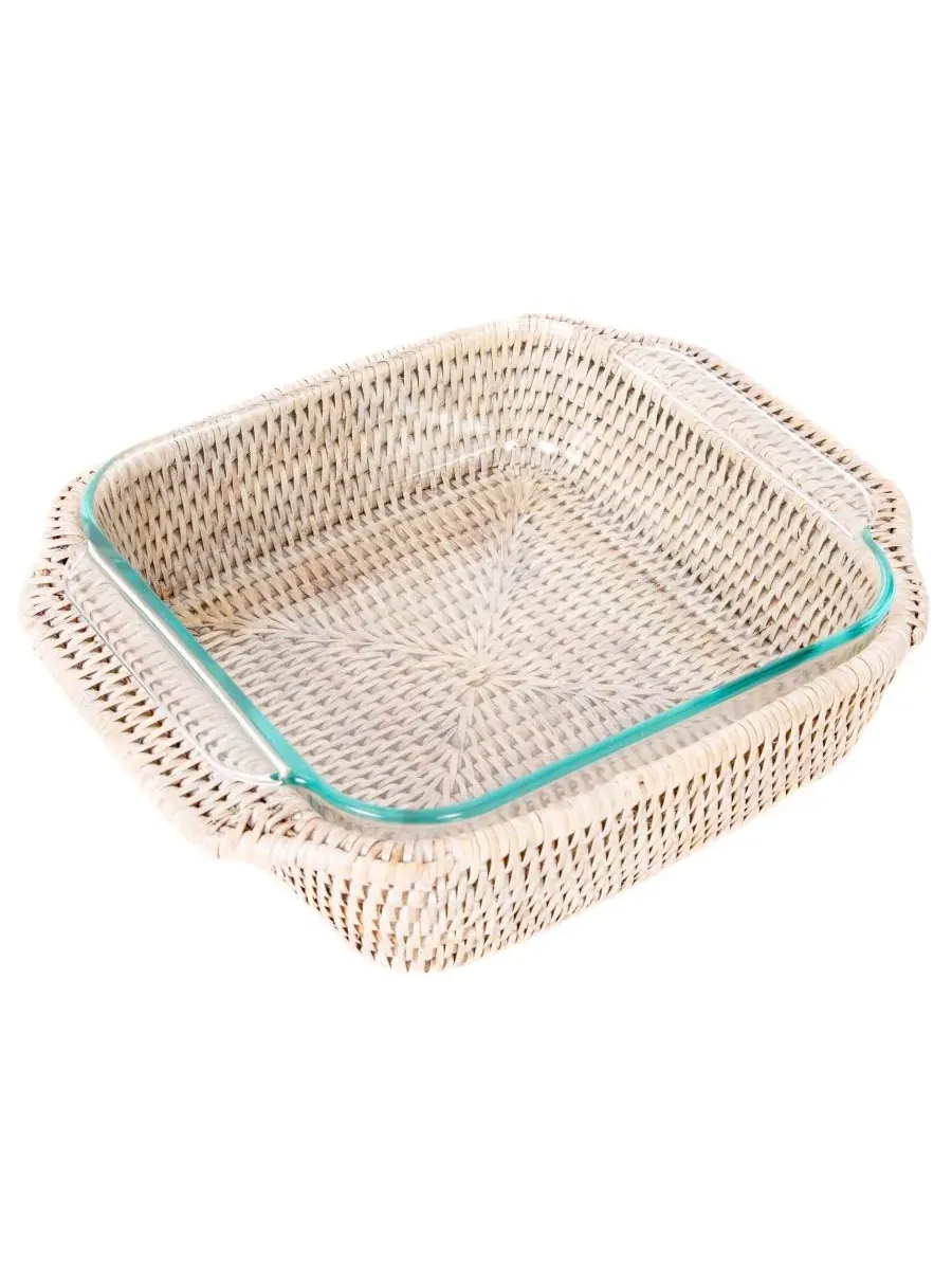 Плетеная квадратная корзина для выпечки Artifacts с посудой Pyrex Artifacts Trading Company — изображение 2 из 4, белый
