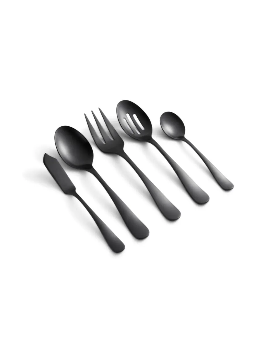 Cambridge Silversmiths Набор столовых приборов Rhiannon Black Satin, 45 предметов, на 8 персон — изображение 2 из 5, черный