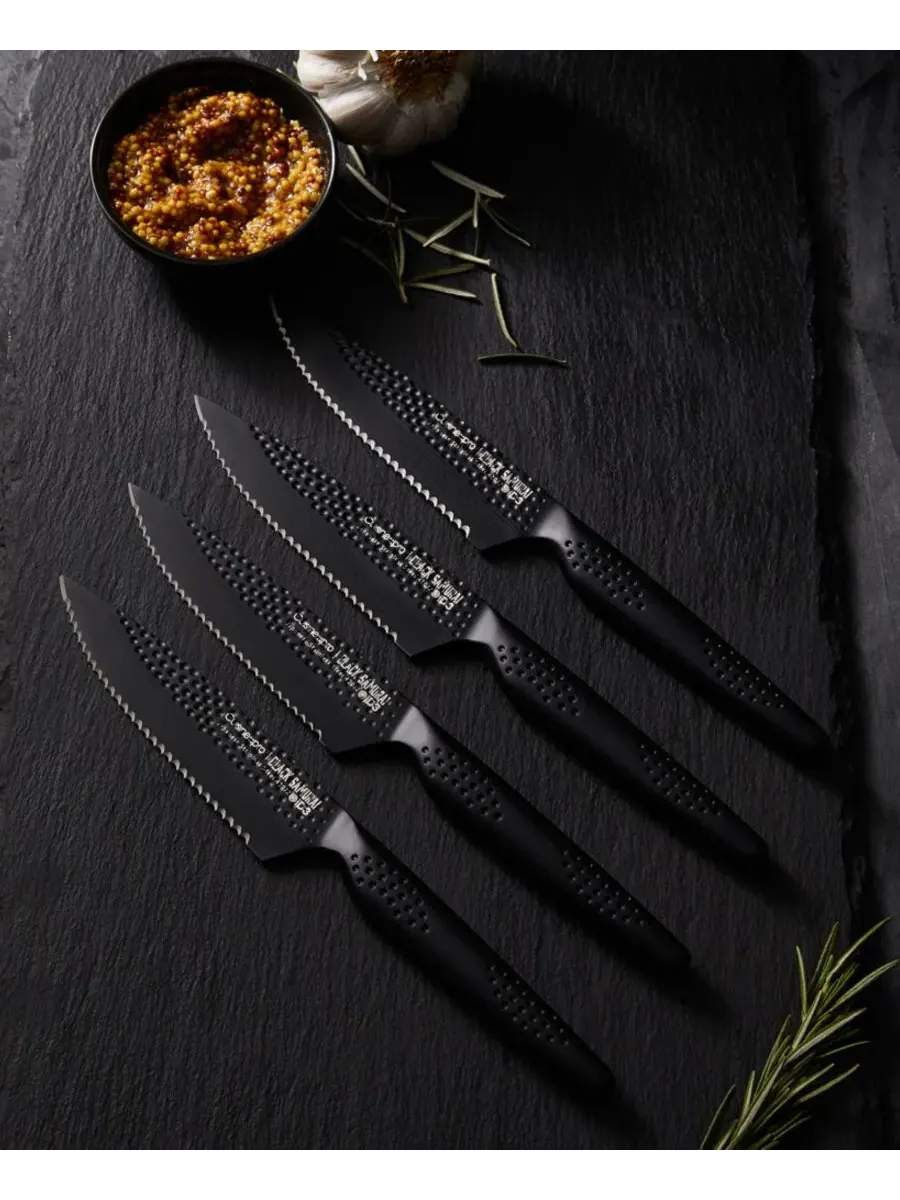 Набор из 4 ножей для стейка iiD3 BLACK SAMURAI из нержавеющей стали Cuisine::Pro — изображение 2 из 2, черный
