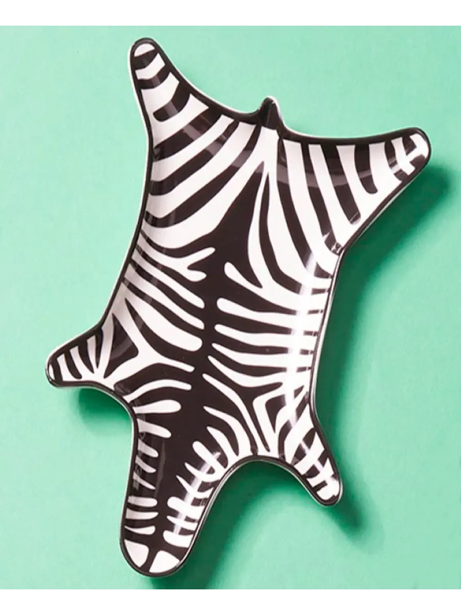 Сервировочное блюдо-подставка Zebra, фарфор Jonathan Adler — изображение 3 из 3, черный белый