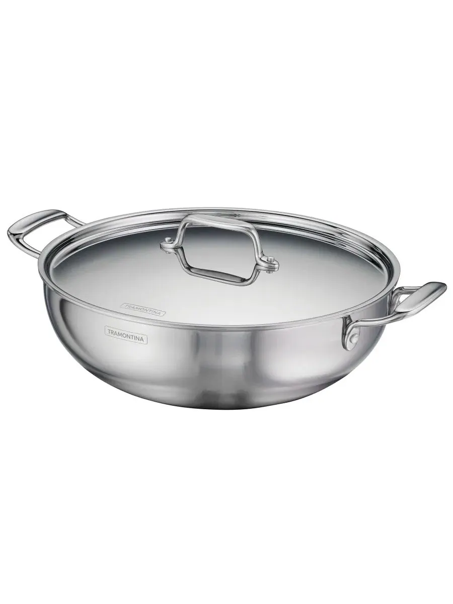 Кастрюля-кхади с крышкой Utsava Tri-Ply Clad Stainless Steel, 6 л Tramontina — изображение 2 из 11, серебряный