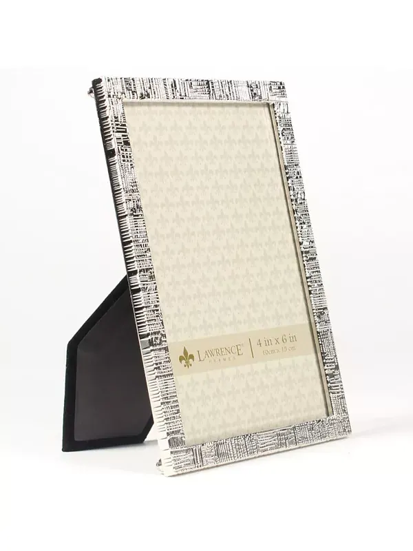 Рамка для картины из серебряного металла с льняным узором — 4" x 6" Lawrence Frames — изображение 2 из 3, серебряный