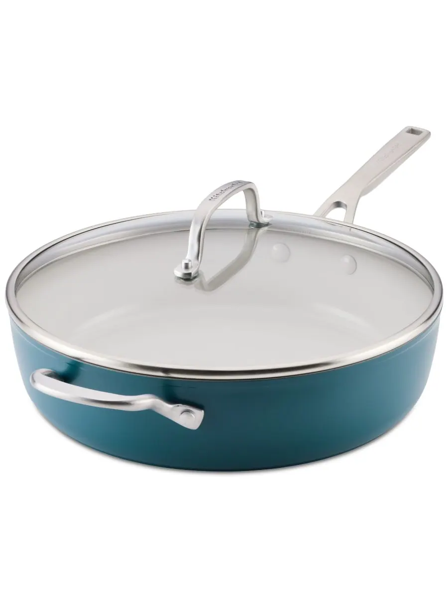 Сотейник с крышкой KitchenAid Hard Anodized Ceramic, 4.7 л/30 см, голубая агава