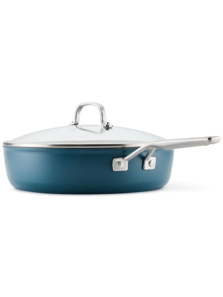 Сотейник с крышкой KitchenAid Hard Anodized Ceramic, 4.7 л/30 см, голубая агава — изображение 2 из 8, синий