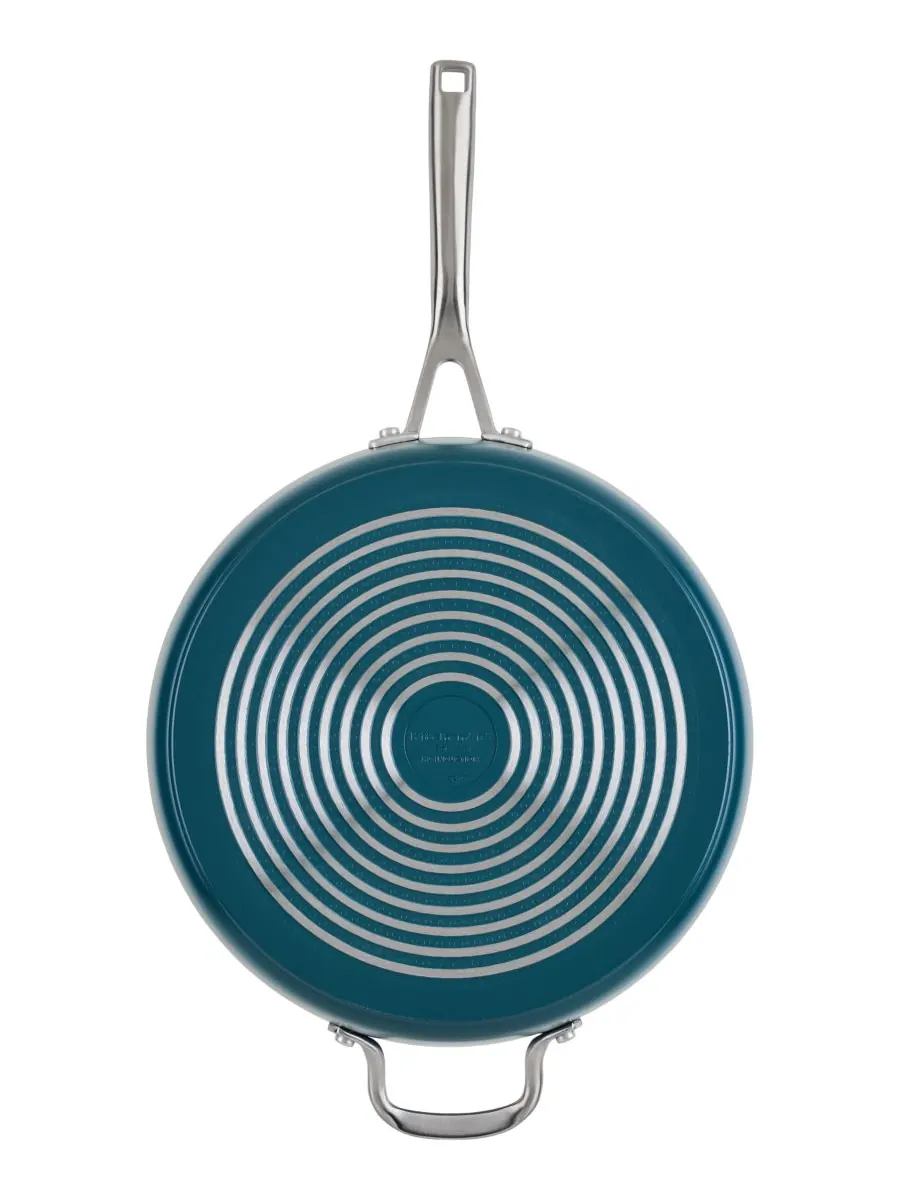 Сотейник с крышкой KitchenAid Hard Anodized Ceramic, 4.7 л/30 см, голубая агава — изображение 4 из 8, синий