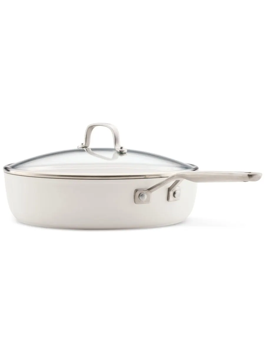 Сотейник с крышкой KitchenAid Hard Anodized Ceramic, 4.7 л/30 см — изображение 2 из 10, белый