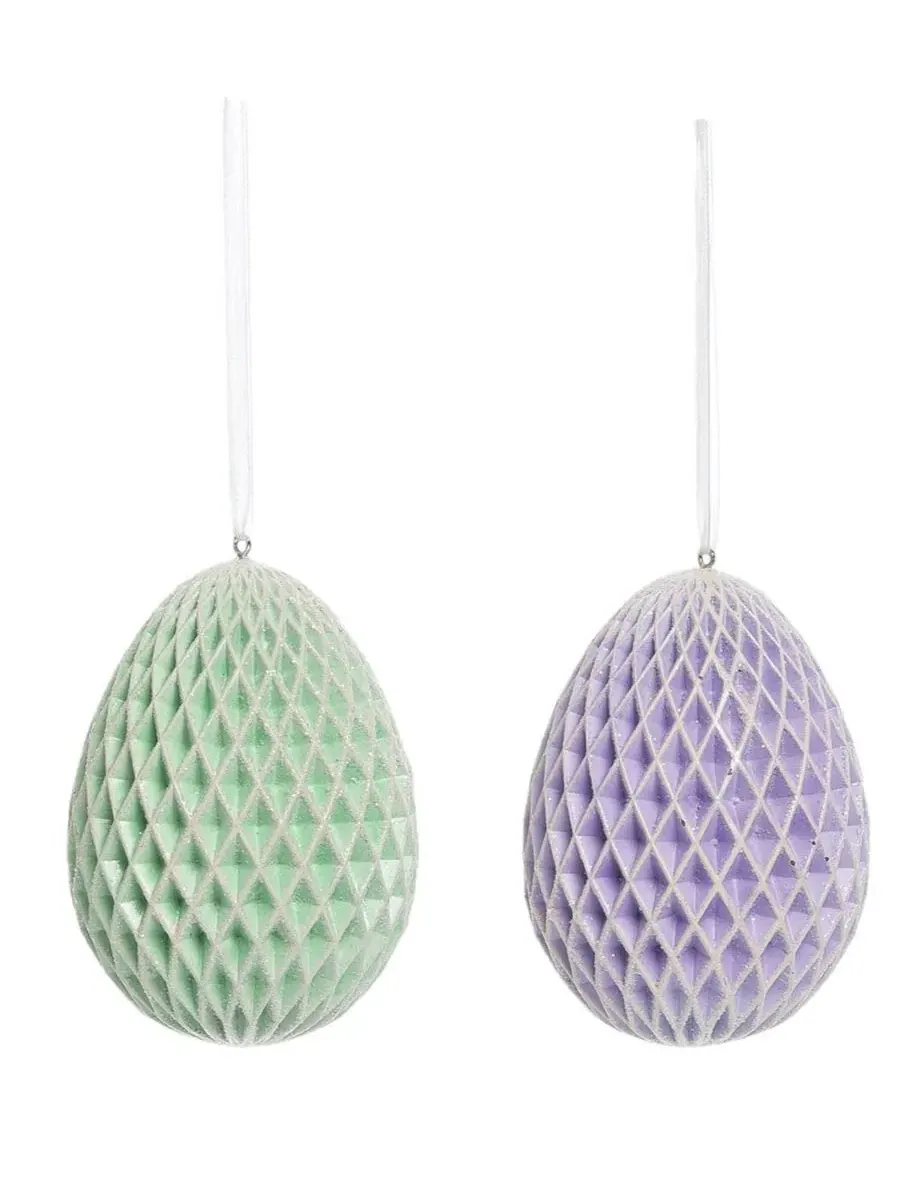Набор из 4 елочных украшений Honeycomb Egg Gallerie II — изображение 3 из 3, синий