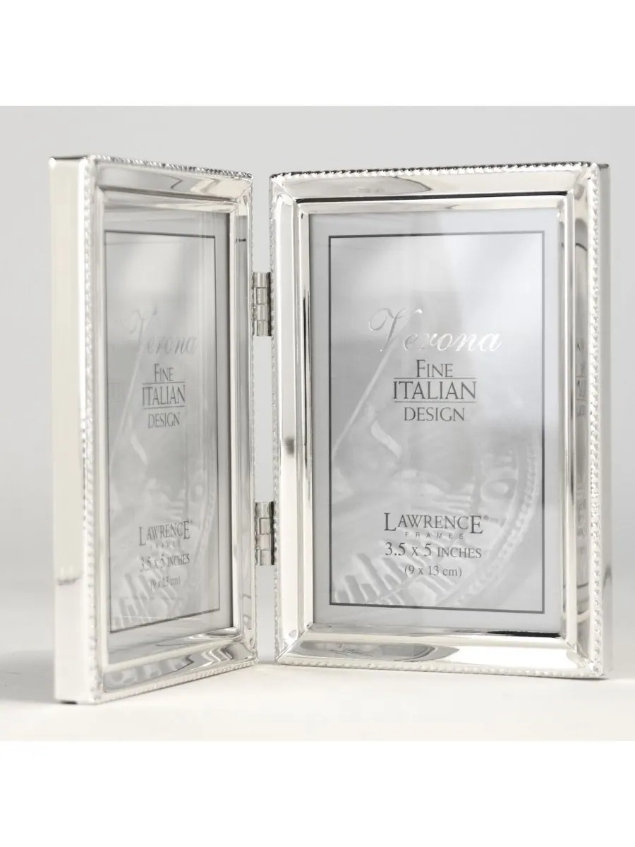 Металлическая двойная фоторамка с внутренней окантовкой, 3,5 x 5 дюймов Lawrence Frames — изображение 3 из 4, серебристый