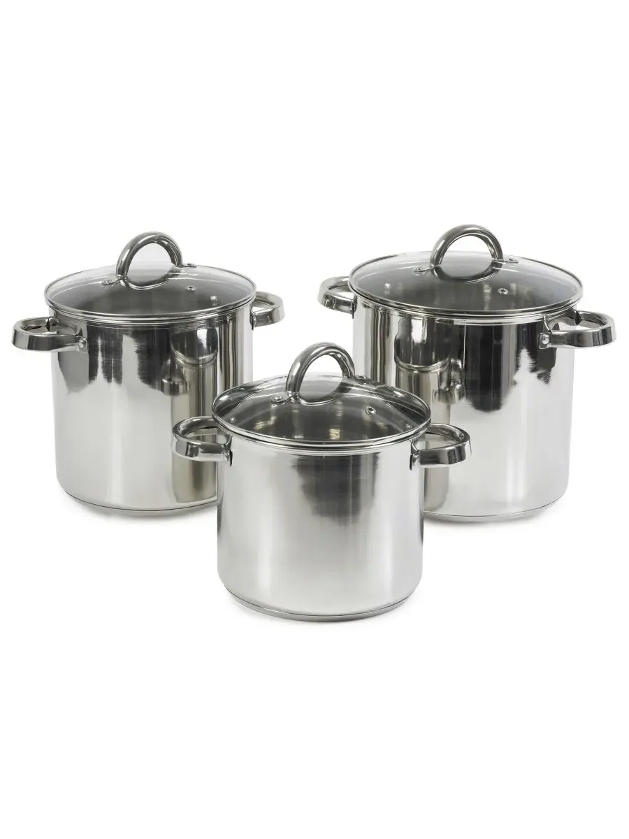 Набор из 3 кастрюль из нержавеющей стали Sedona Kitchen, нержавеющая сталь — серебристый