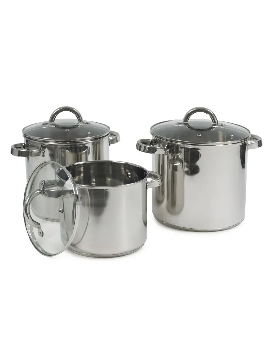 Набор из 3 кастрюль из нержавеющей стали Sedona Kitchen, нержавеющая сталь — изображение 2 из 3, серебристый