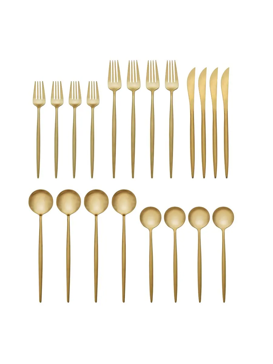 Hampton Forge Набор столовых приборов Skandia Zephyr Satin Gold, 20 предметов, на 4 персоны — золотистый