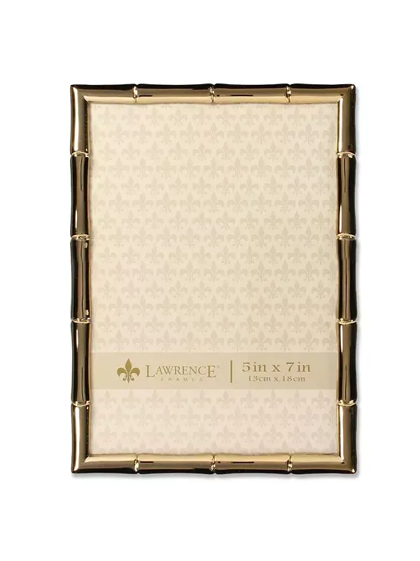 Золотая металлическая фоторамка с бамбуковым узором — 5" x 7" Lawrence Frames