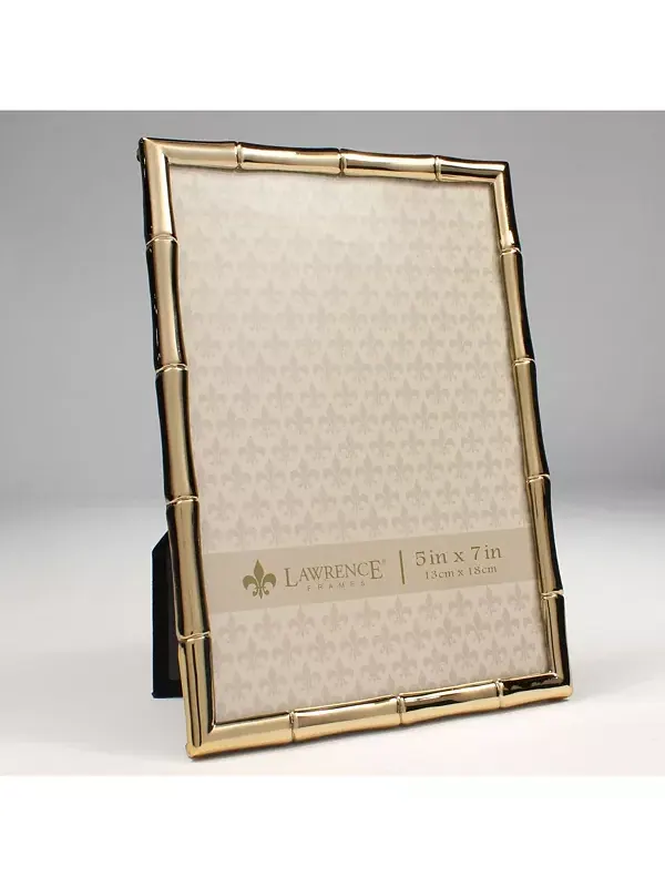 Золотая металлическая фоторамка с бамбуковым узором — 5" x 7" Lawrence Frames — изображение 2 из 3, золото