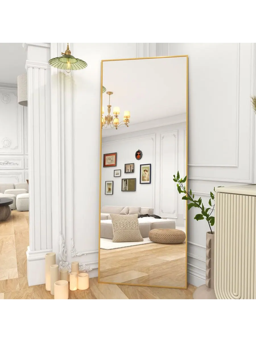 HOMLUX Зеркало из наностекла прямоугольной формы, золотистое, 64"x21", напольное или настенное — золотистый