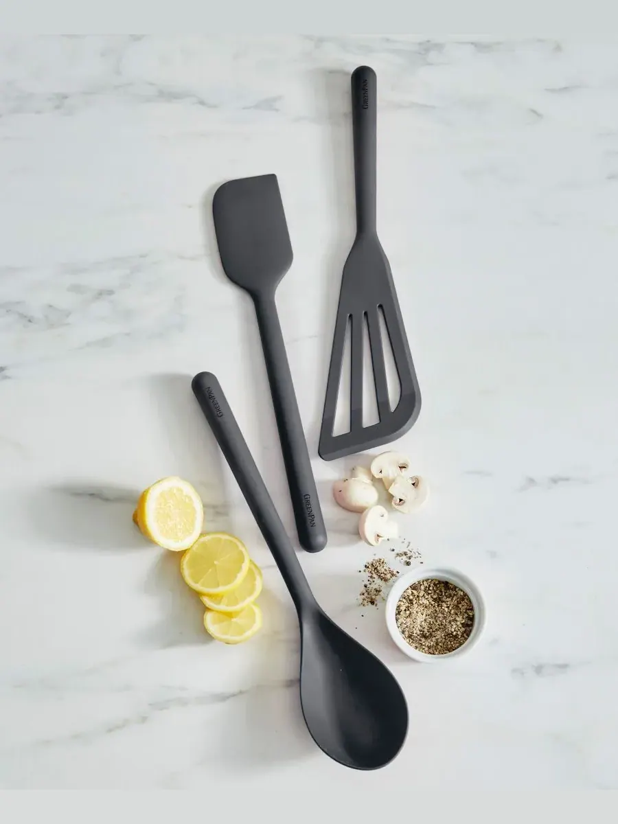 Набор кухонных принадлежностей GreenPan Silicone Tools, 3 предмета — изображение 2 из 6, темно-серый серый