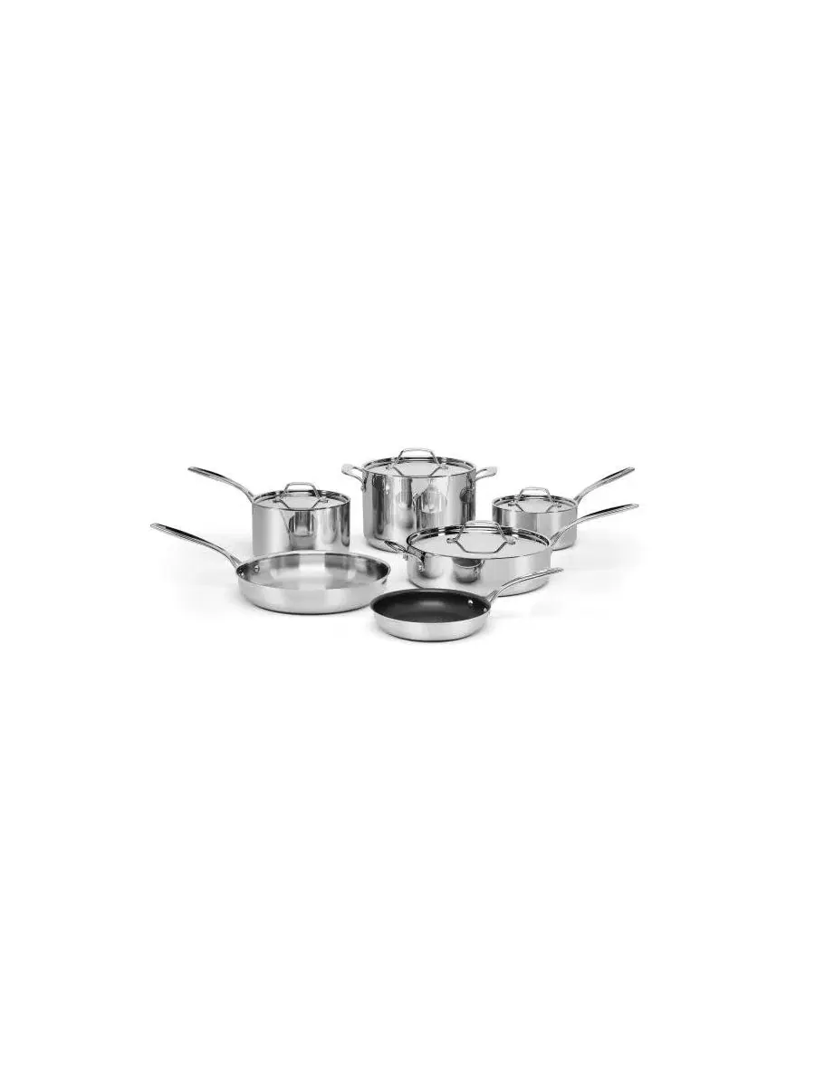 Набор посуды из 10 предметов из 5-слойной нержавеющей стали Custom-Clad Cuisinart, нержавеющая сталь