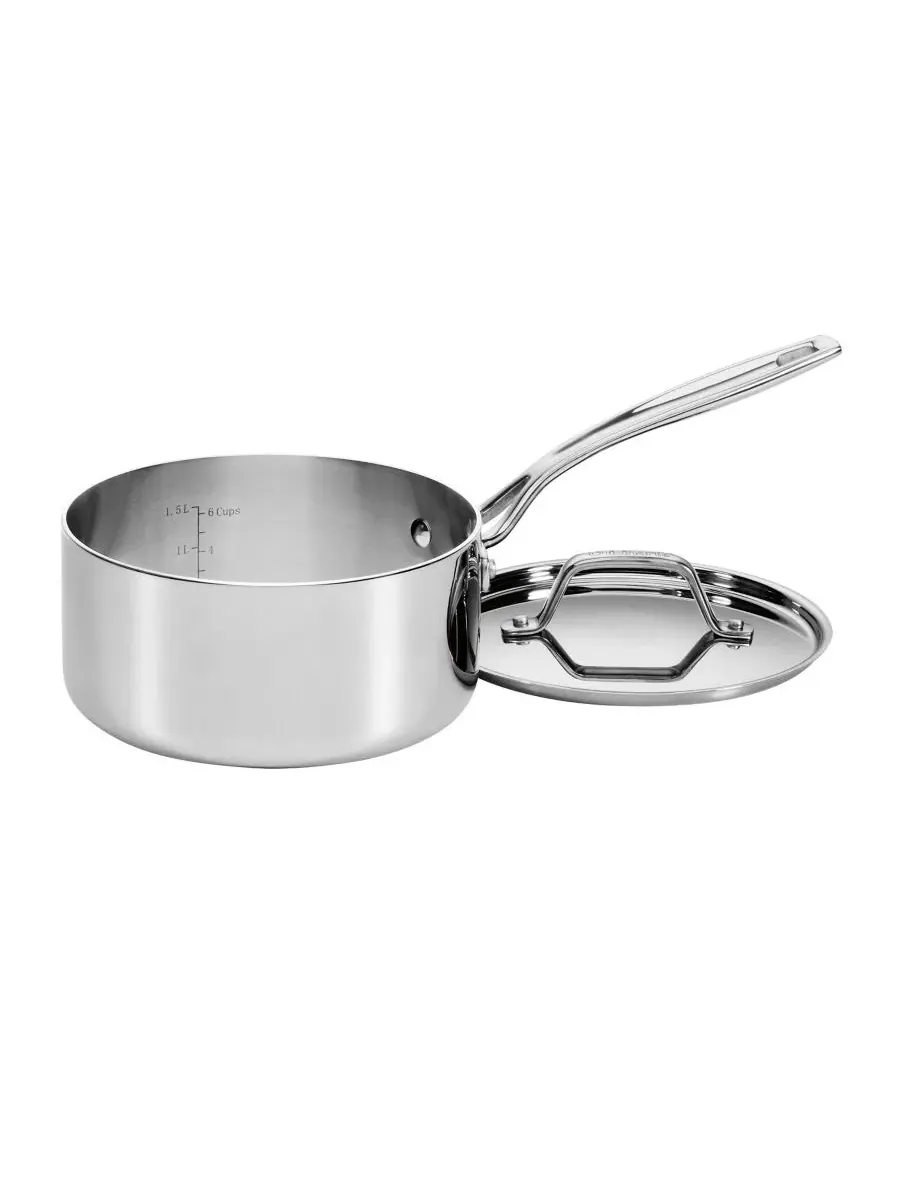 Набор посуды из 10 предметов из 5-слойной нержавеющей стали Custom-Clad Cuisinart, нержавеющая сталь — изображение 4 из 7