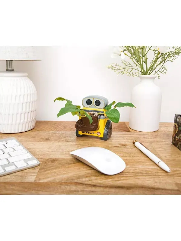 Керамическое мини-кашпо Disney Pixar Wall-E размером 4 дюйма с искусственным суккулентом Silver — изображение 4 из 4, желтый