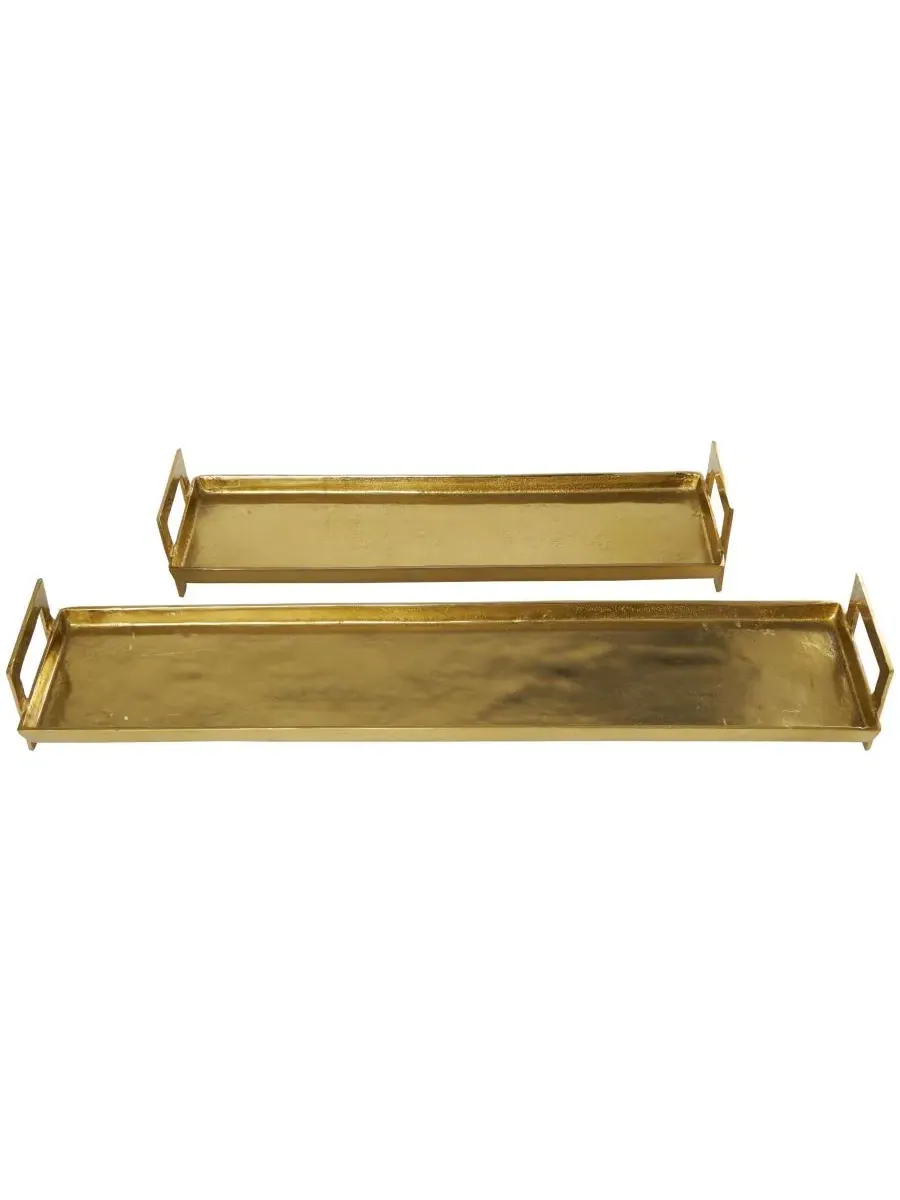 Сервировочный поднос Modern Brass, 2 шт. Rosemary Lane — изображение 3 из 5, золотистый