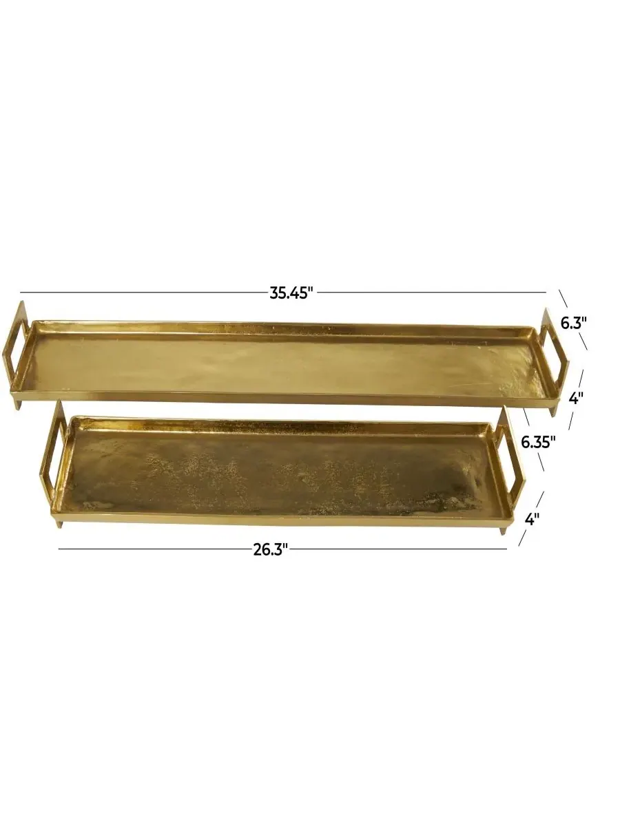 Сервировочный поднос Modern Brass, 2 шт. Rosemary Lane — изображение 5 из 5, золотистый