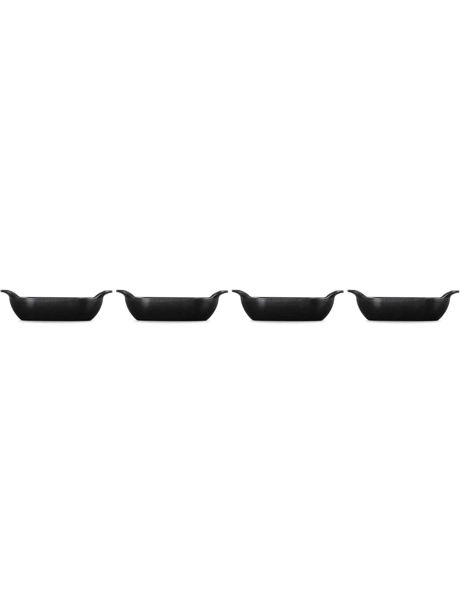 Набор плоских мини-кокотов прямоугольных Le Creuset без крышек, 4 предмета, 13 см, 0,3 л — изображение 3 из 7, черный