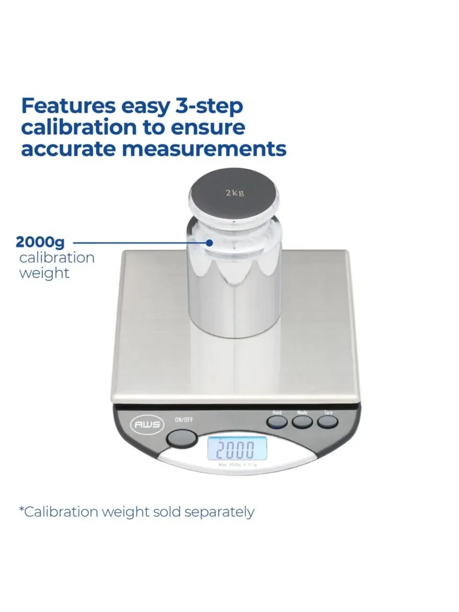 Компактные цифровые настольные весы AMW-2000, 2000 x 0,1 г American Weigh Scales — изображение 4 из 5, черный