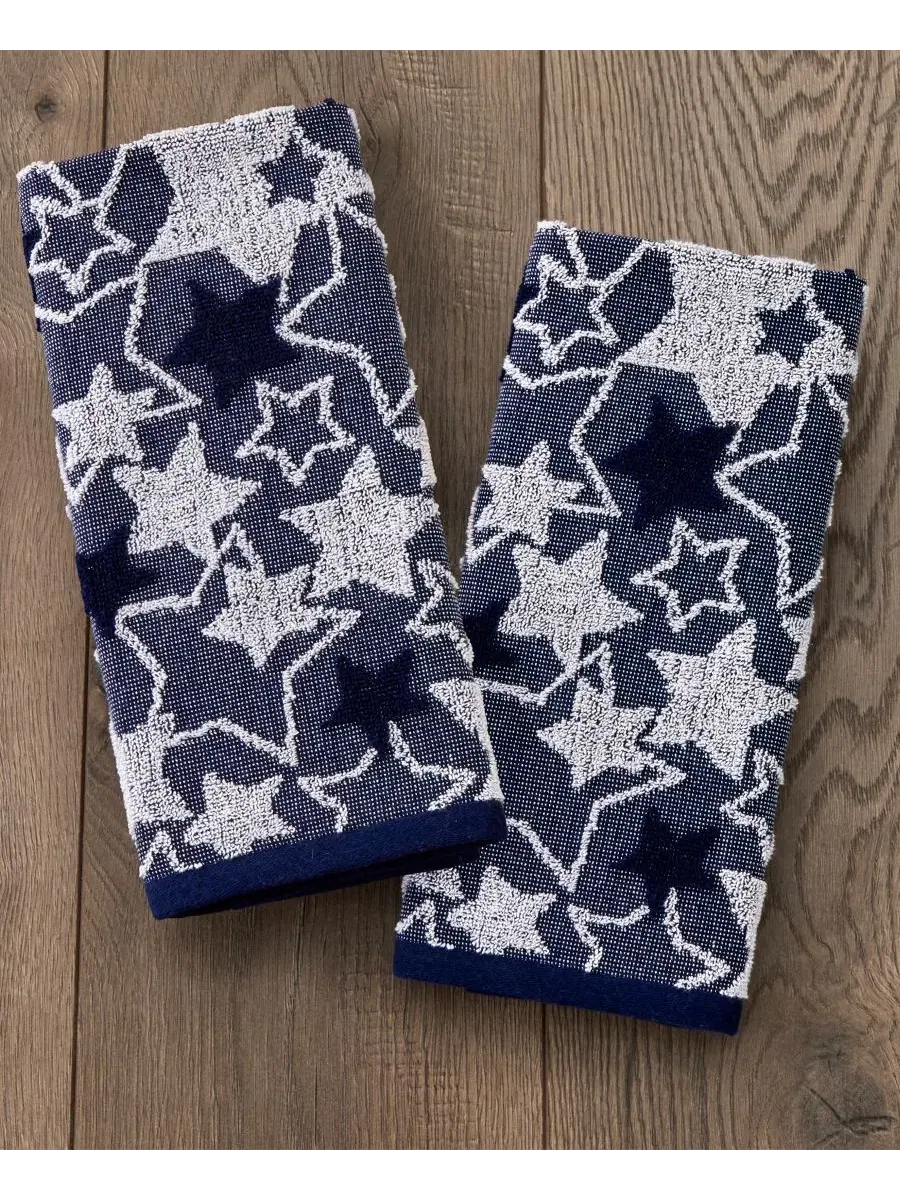 Набор полотенец для рук с жаккардовым узором Seasonal Stars, 2 шт. SKL Home — изображение 2 из 4, темно-синий